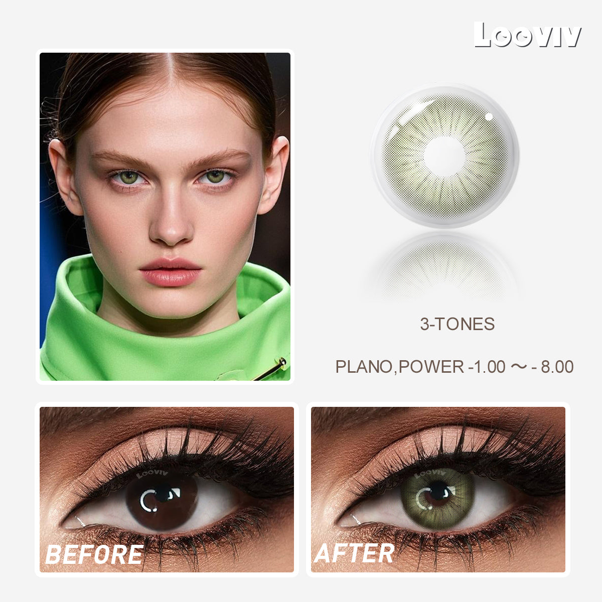 Looviv Rome Times Green  Colored Contact Lenses For Women