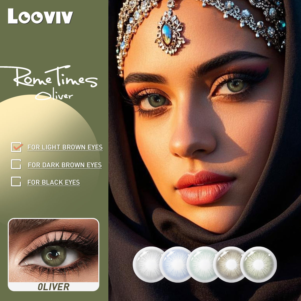 Looviv Rome Times Green  Colored Contact Lenses For Women