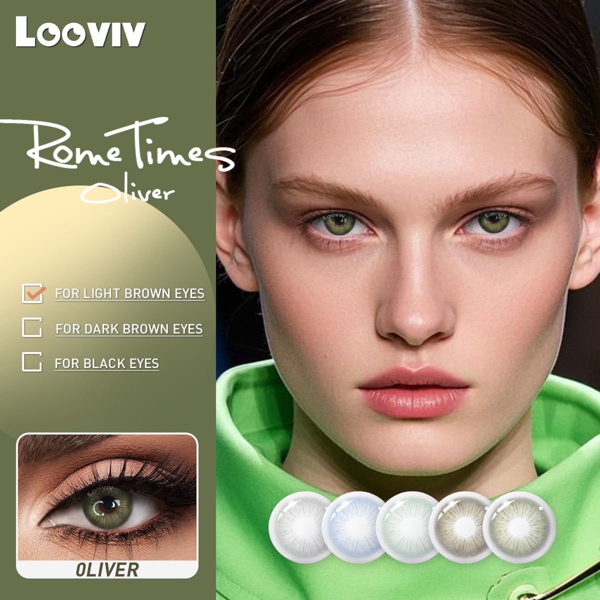 Looviv Rome Times Green  Colored Contact Lenses For Women